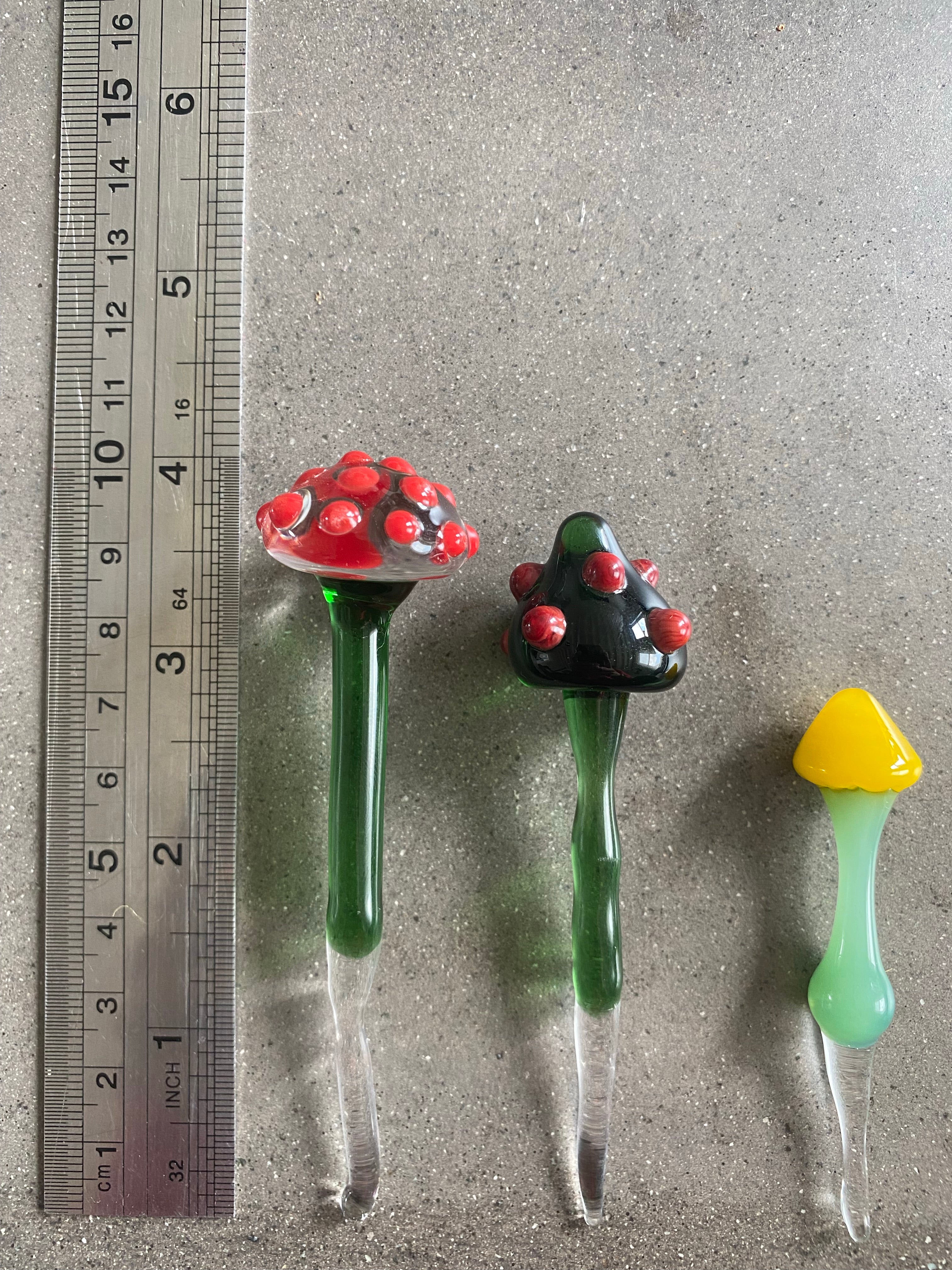 Triple Glass Mushroom Plant Stakes Set-4